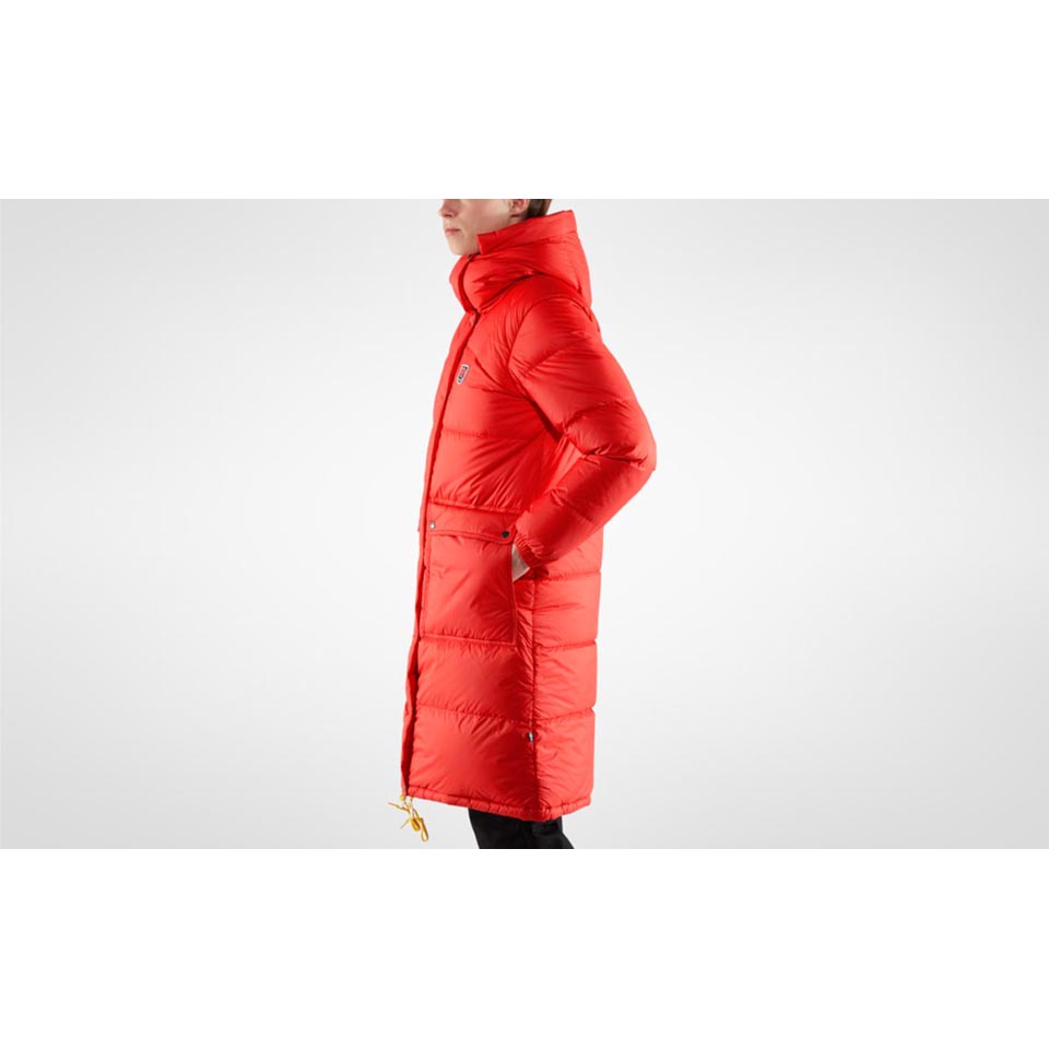 red long down jacket