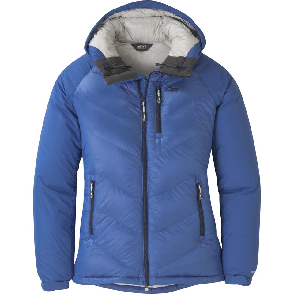 outdoor research women's alpine down hooded jacket