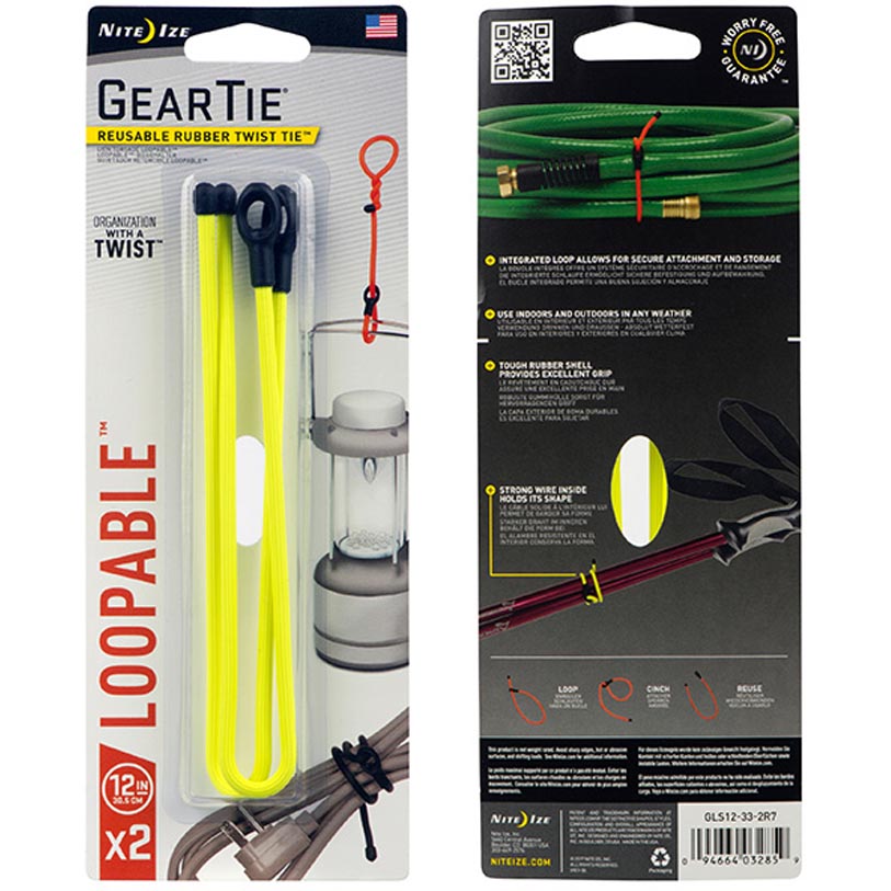 Nite Ize Gear Tie Loopable 6" Orange Rubber Twist Tie With Loop 6-Pack of 2 