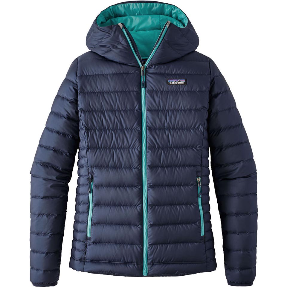 patagonia women's down sweater hoody drumfire red