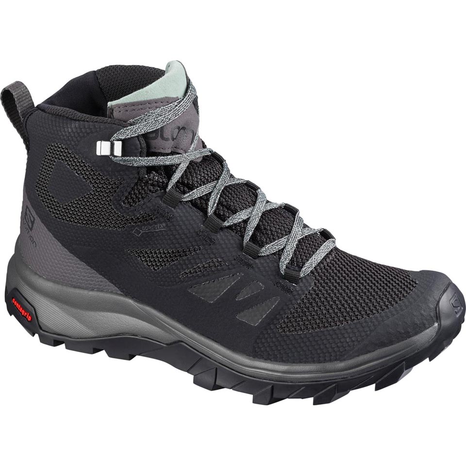 Salomon Women's Outline Mid GTX (7 Black/Magnet/Green Milieu)